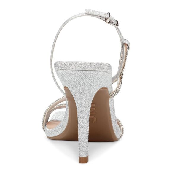 INC Womens Silver Embellished Kira Square Toe Stiletto Heeled Sandal 5.5 M - Picture 3 of 4